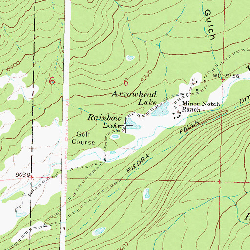 Topographic Map of Rainbow Lake, CO