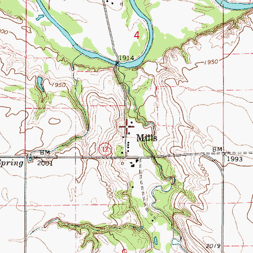 Topographic Map of Mills Community Church, NE