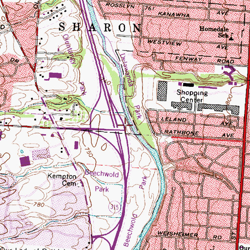 Topographic Map of Bill Moose Run, OH