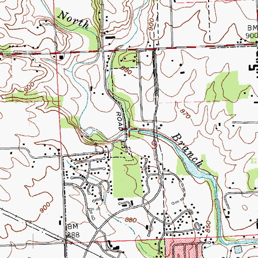 Topographic Map of Moss Creek, OH