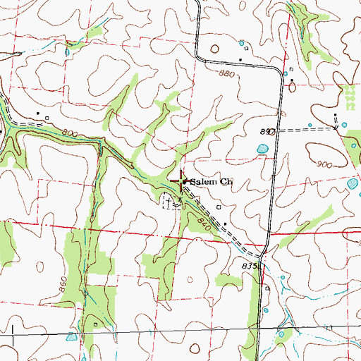 Topographic Map of Salem Methodist Cemetery, MO
