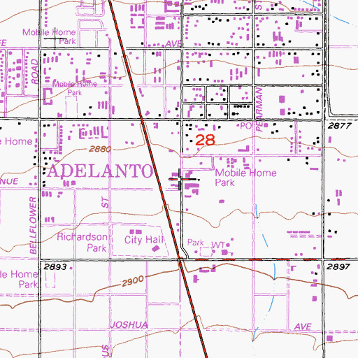 Topographic Map of Adelanto Elementary School, CA