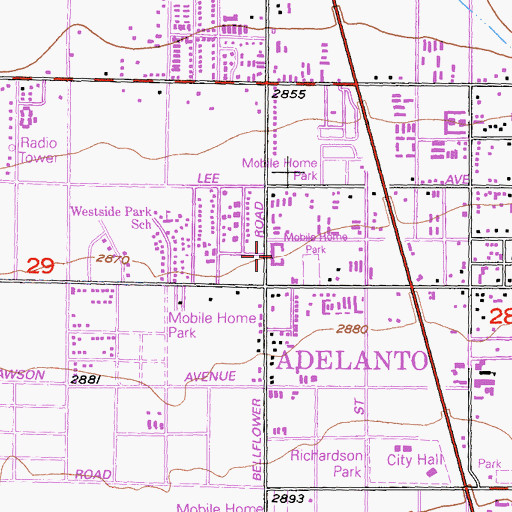 Topographic Map of Bartlett Square Shopping Center, CA