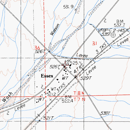 Topographic Map of Essex Elementary School, CA