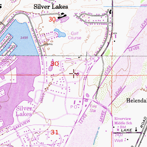 Topographic Map of Helendale Elementary School, CA