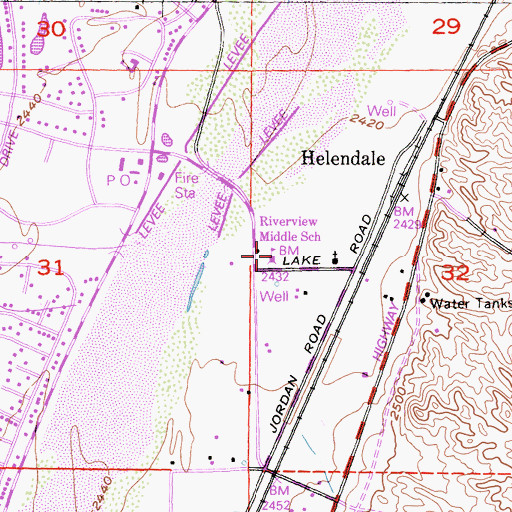 Topographic Map of Riverview Middle School, CA