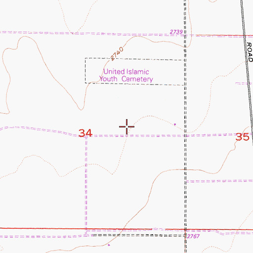 Topographic Map of United Islamic Youth Cemetery, CA