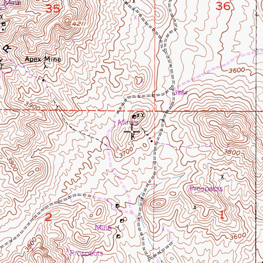 Topographic Map of Western States Mine, CA