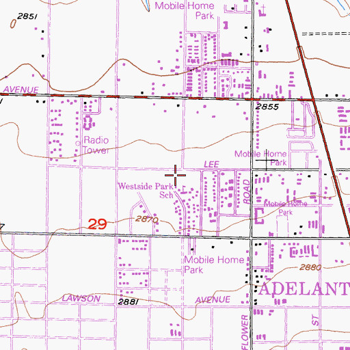 Topographic Map of Westside Park, CA