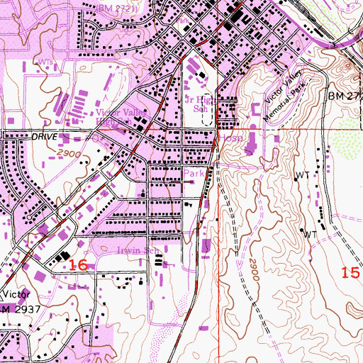 Topographic Map of Center Street Park, CA