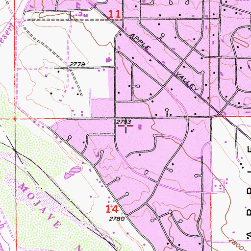 Topographic Map of Desert Knolls Elementary School, CA