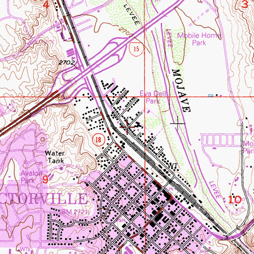 Topographic Map of Eva Dell High School, CA