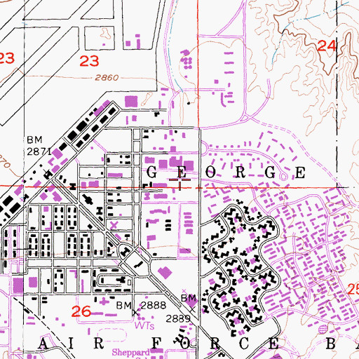 Topographic Map of George Air Force Base Branch Victorville Post Office, CA