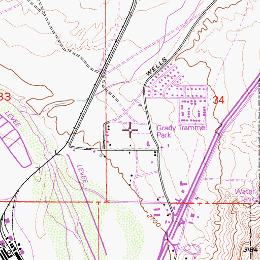 Topographic Map of Grady Trammel Park, CA