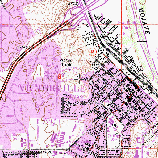 Topographic Map of Holy Faith Baptist Mission, CA