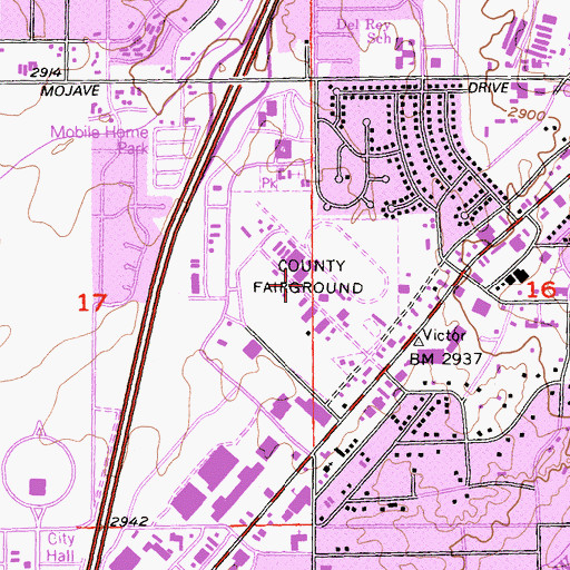 Topographic Map of San Bernardino County Fairgrounds, CA