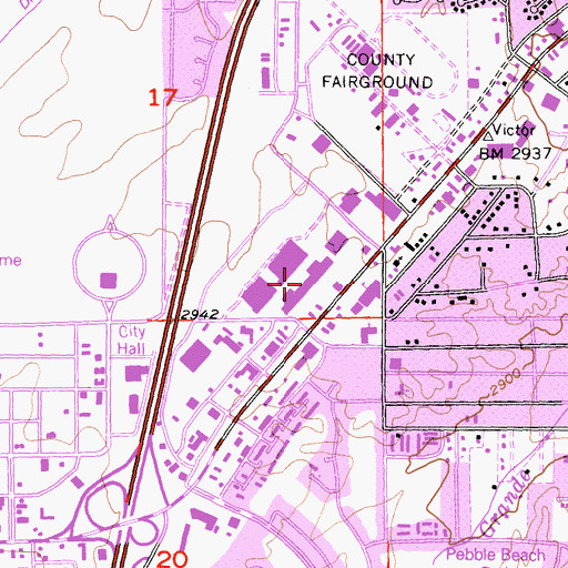 Topographic Map of Victor Plaza Shopping Center, CA