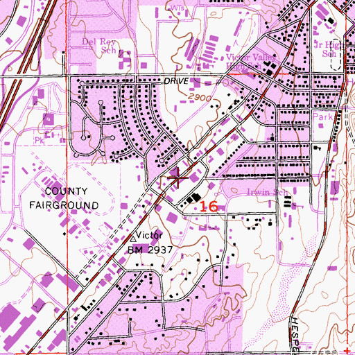 Topographic Map of Victor Valley Shopping Center, CA