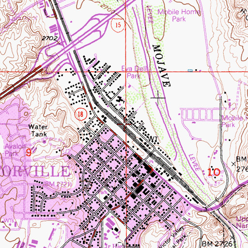 Topographic Map of Victorville Church of God in Christ, CA