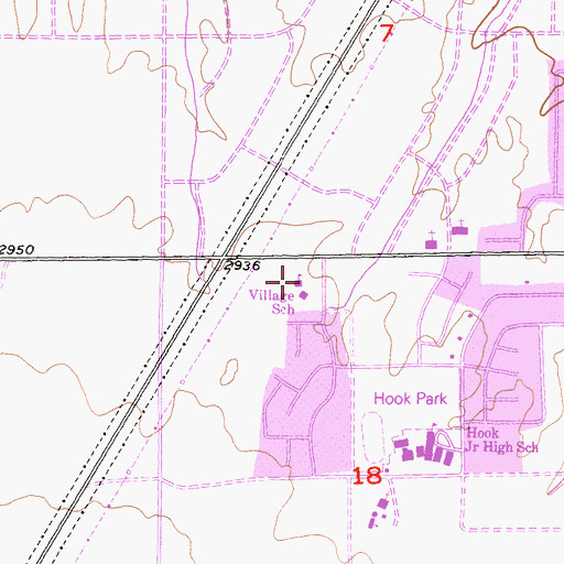 Topographic Map of Village Elementary School, CA