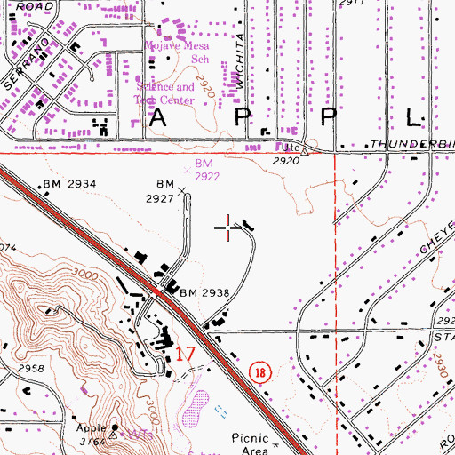 Topographic Map of Apple Valley Branch San Bernardino County Library, CA