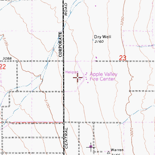 Topographic Map of Apple Valley Fire Center, CA