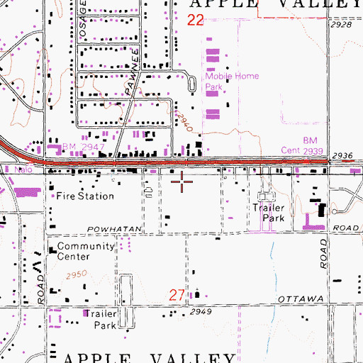 Topographic Map of Apple Valley Post Office, CA