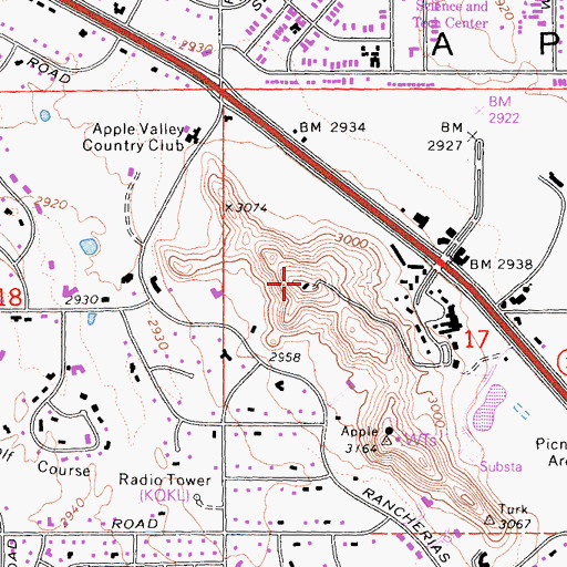 Topographic Map of Bass Hill, CA