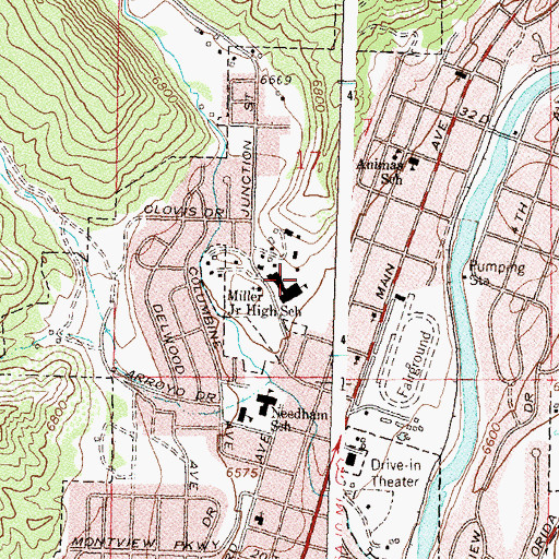 Topographic Map of Miller Junior High School, CO