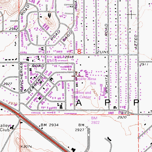 Topographic Map of Mojave Mesa Elementary School, CA