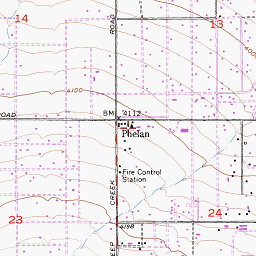 Topographic Map of Phelan Elementary School, CA