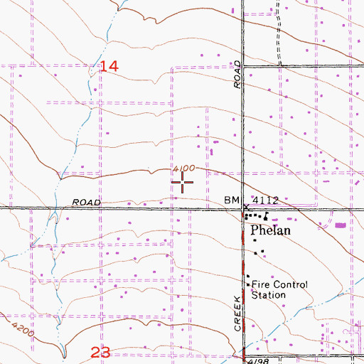 Topographic Map of Phelan Post Office, CA