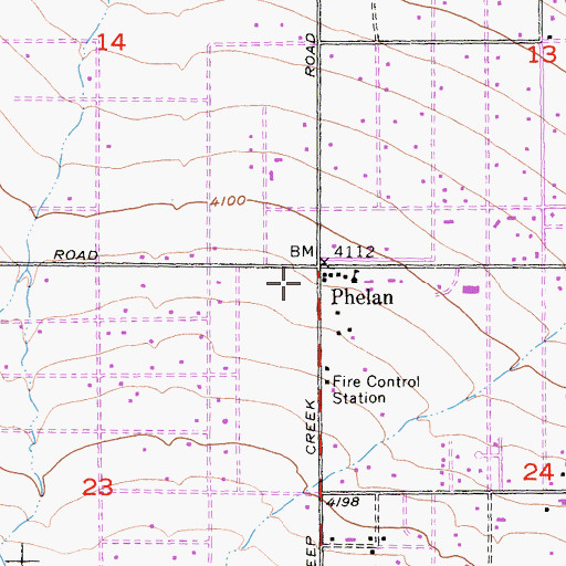 Topographic Map of Phelan Village Shopping Center, CA