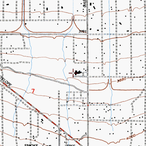 Topographic Map of Pinon Hills Elementary School, CA