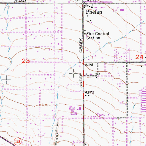 Topographic Map of Pinon Mesa Middle School, CA