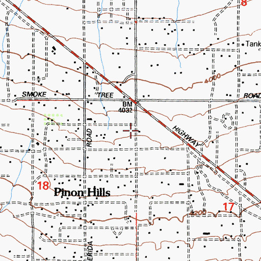 Topographic Map of Pinon Hills Post Office, CA