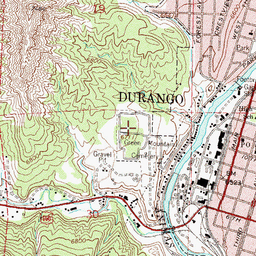 Topographic Map of Green Mountain Cemetery, CO