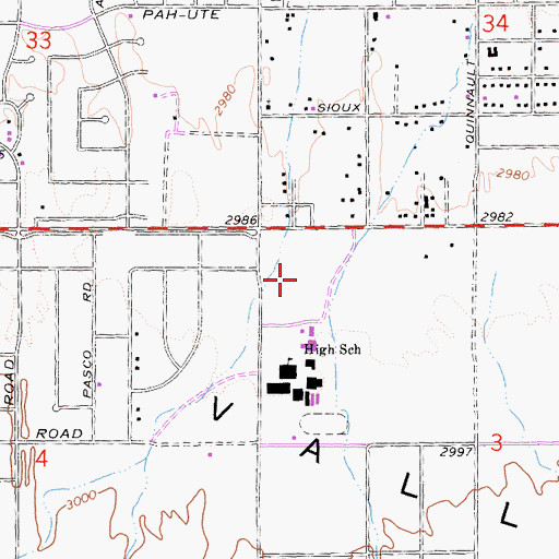 Topographic Map of Bass Sports Center, CA