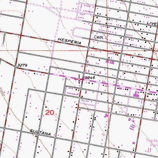 Topographic Map of Hesperia Branch San Bernardino County Library, CA