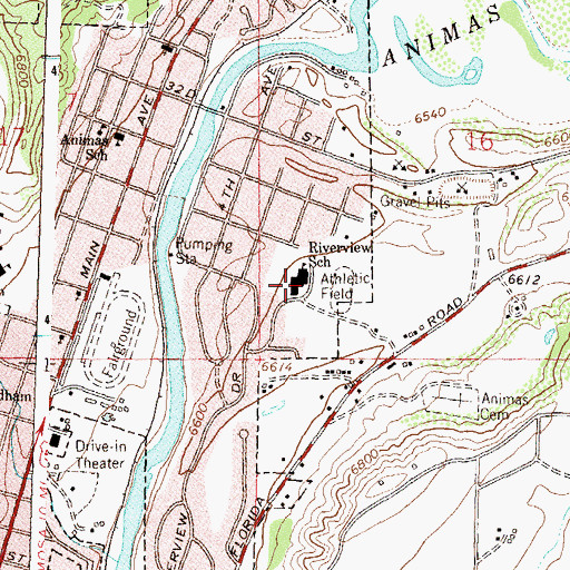 Topographic Map of Riverview Elementary School, CO