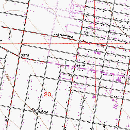 Topographic Map of Hesperia City Hall, CA