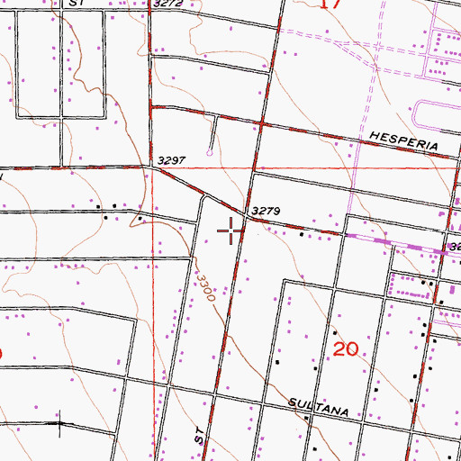 Topographic Map of Hesperia Marketplace Shopping Center, CA
