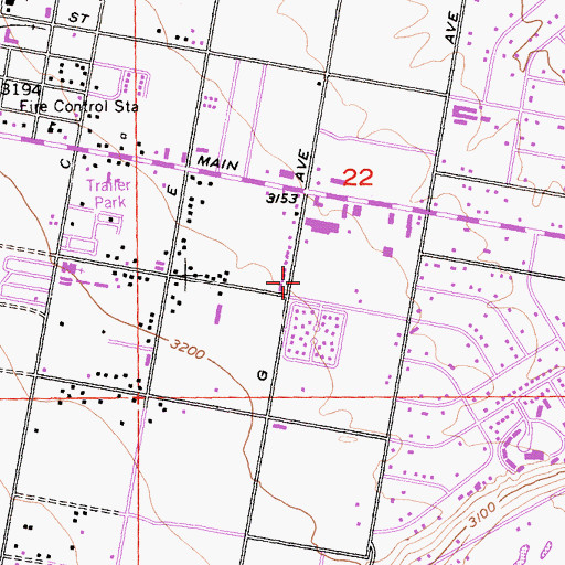 Topographic Map of Hesperia Post Office, CA