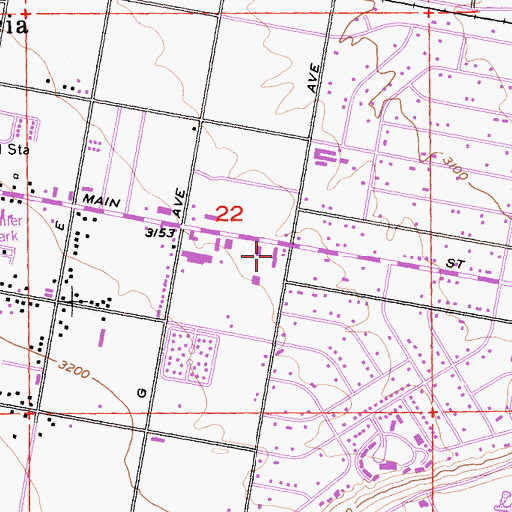 Topographic Map of Hesperia Town Center Shopping Center, CA