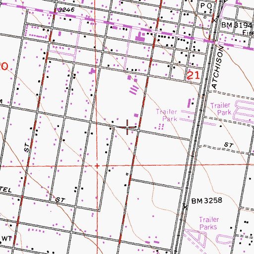 Topographic Map of Leisure League Senior Center, CA