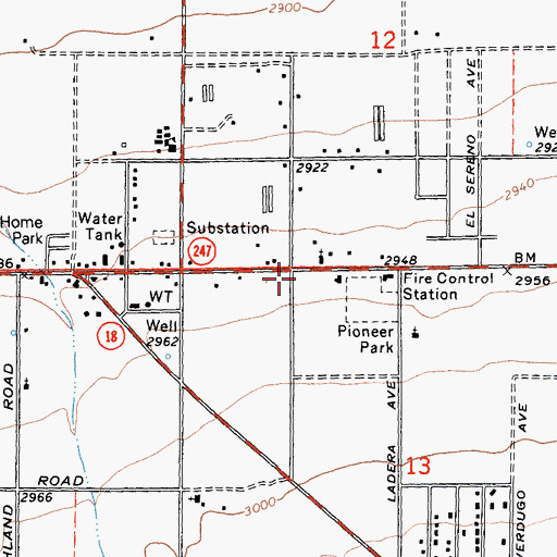 Topographic Map of Lucerne Valley Branch San Bernardino County Library, CA