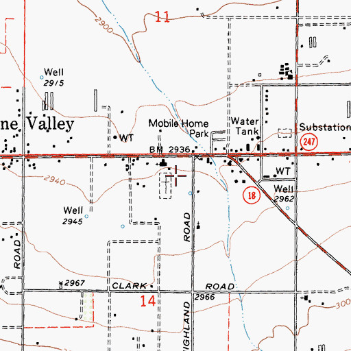 Topographic Map of Lucerne Valley Post Office, CA
