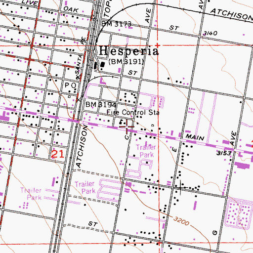 Topographic Map of Midtown Square Shopping Center, CA