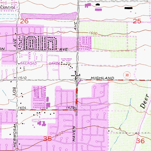 Topographic Map of Haven Village Shopping Center, CA