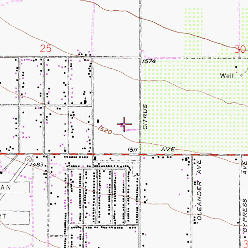 Topographic Map of Jessie Turner Community Center, CA